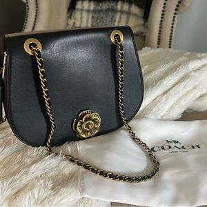 Coach Color Block Parker Calf Leather Saddle Bag